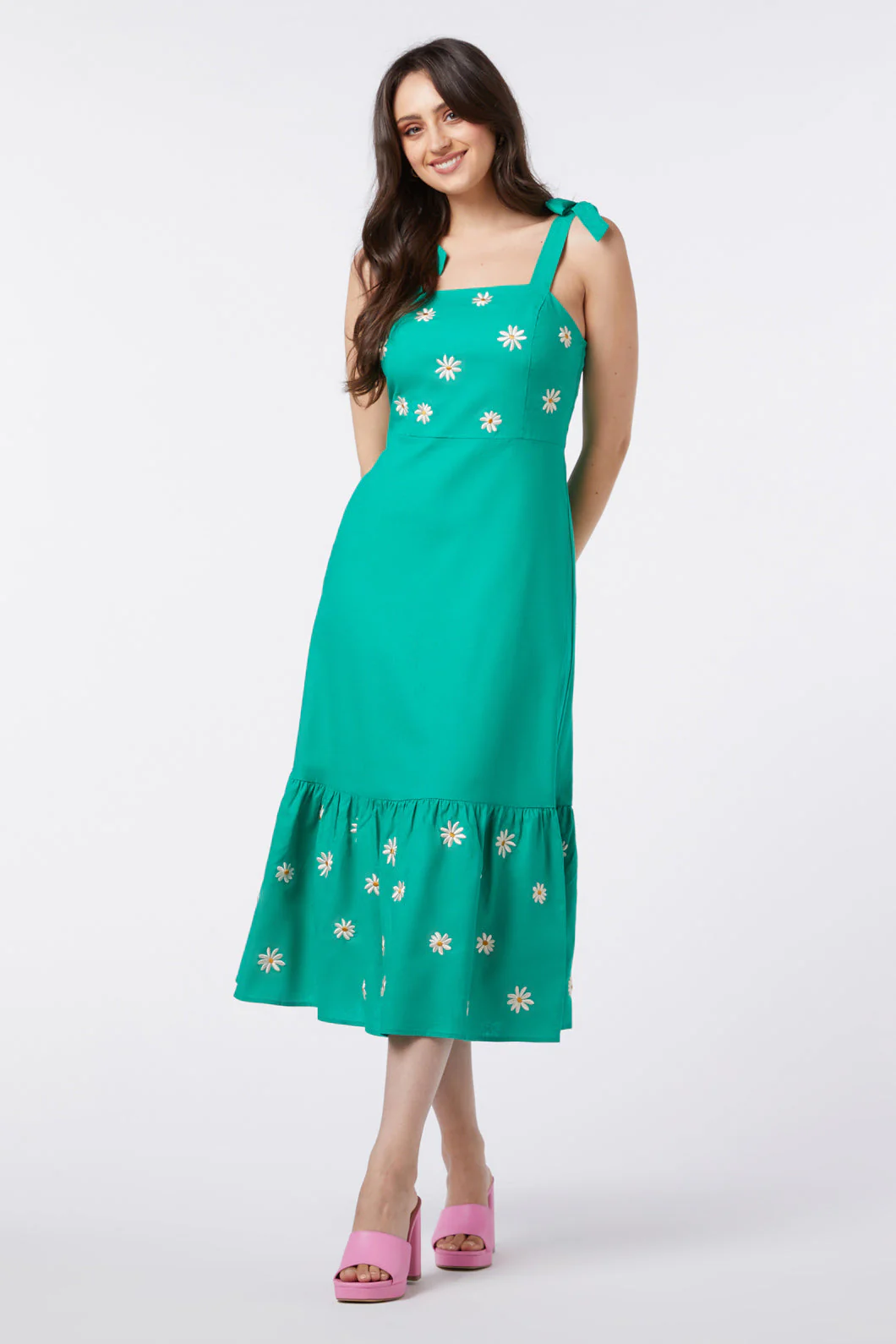 Pattie Embroidered Midi Dress - Olabens