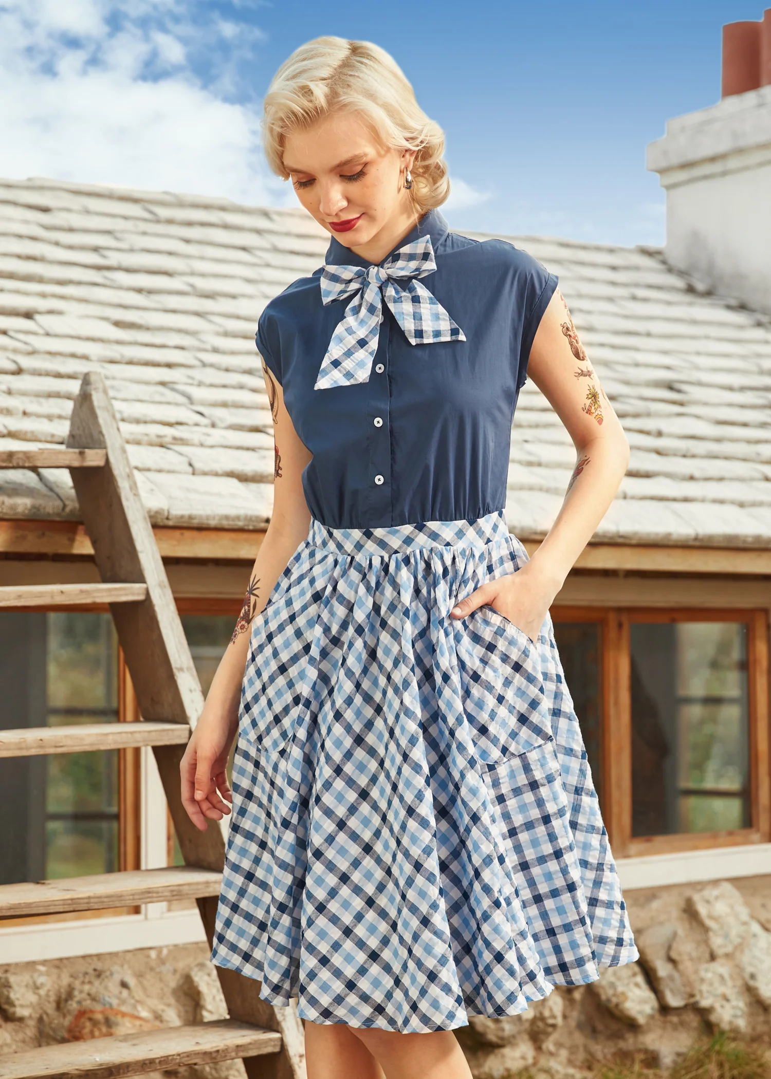 Gingham Grace Bow Dress - Olabens