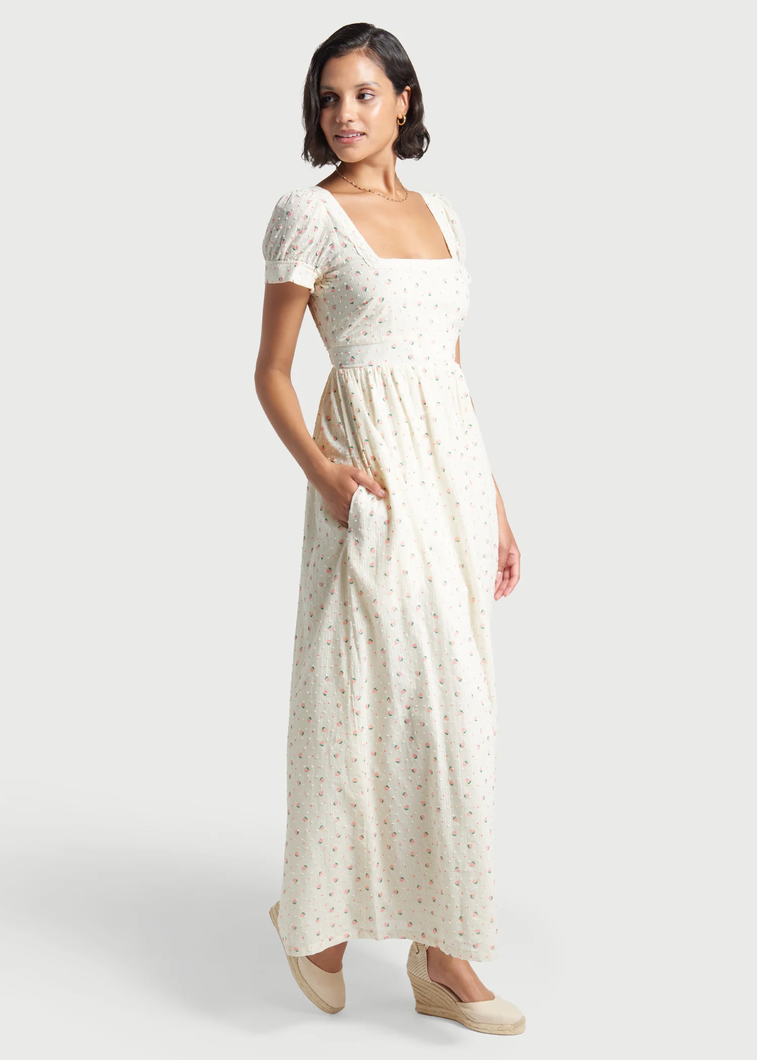 Regency Romance Embroidered Maxi Dress - Olabens