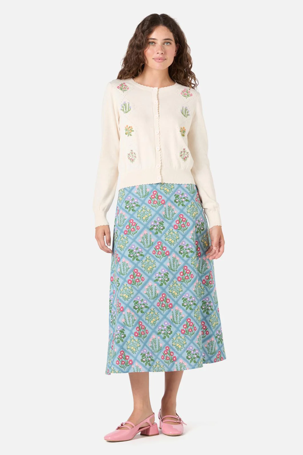 Lattice Embroidered Cardigan - Olabens