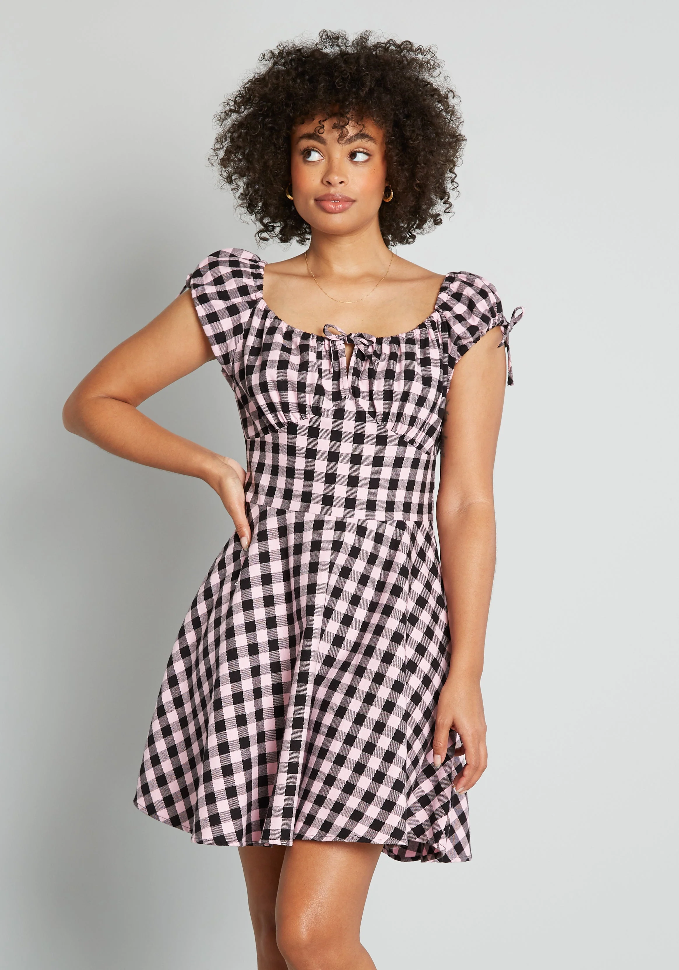 Attitudes In Check A-Line Dress - Olabens