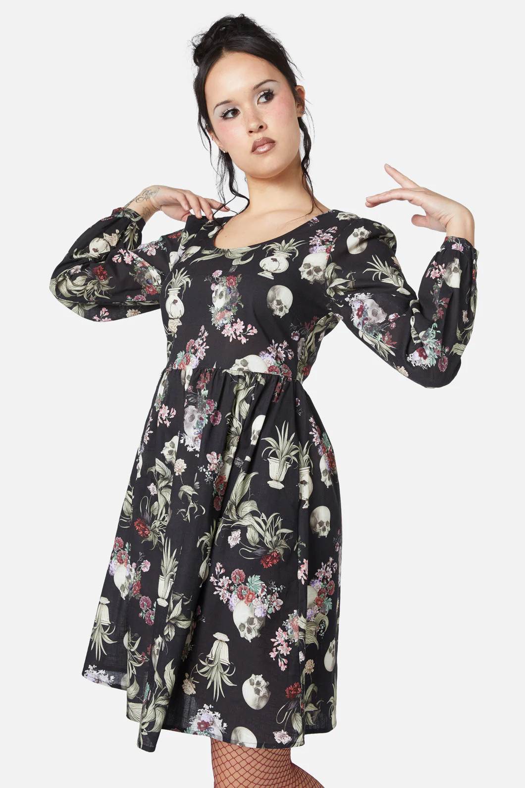 Memento Mori Printed Dress - Olabens