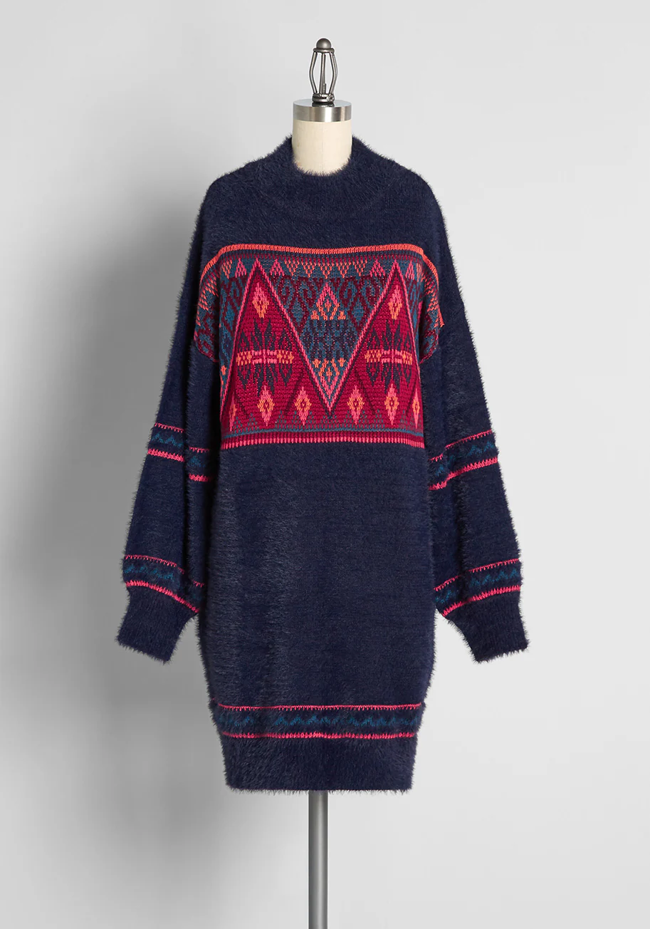 The Snuggle Is Real Fair Isle Sweater Dress - Olabens