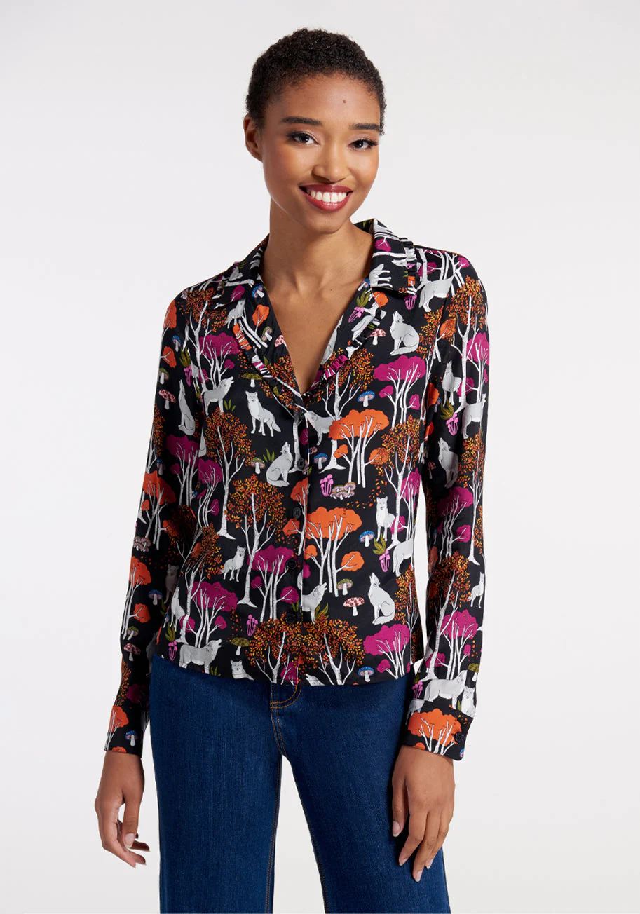Starlet Power Button-Down Top - Olabens