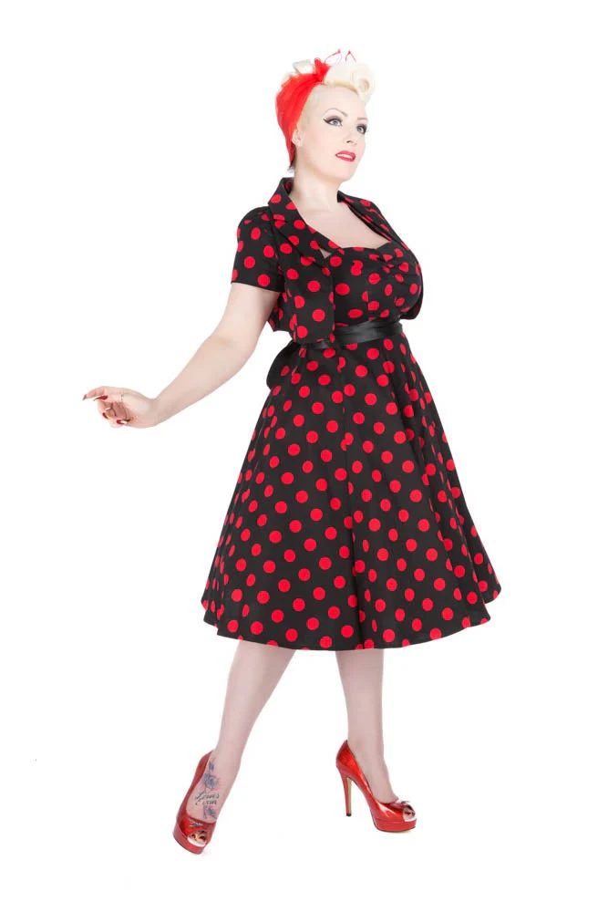 Black & Red Polka Dot Swing Dress - Olabens
