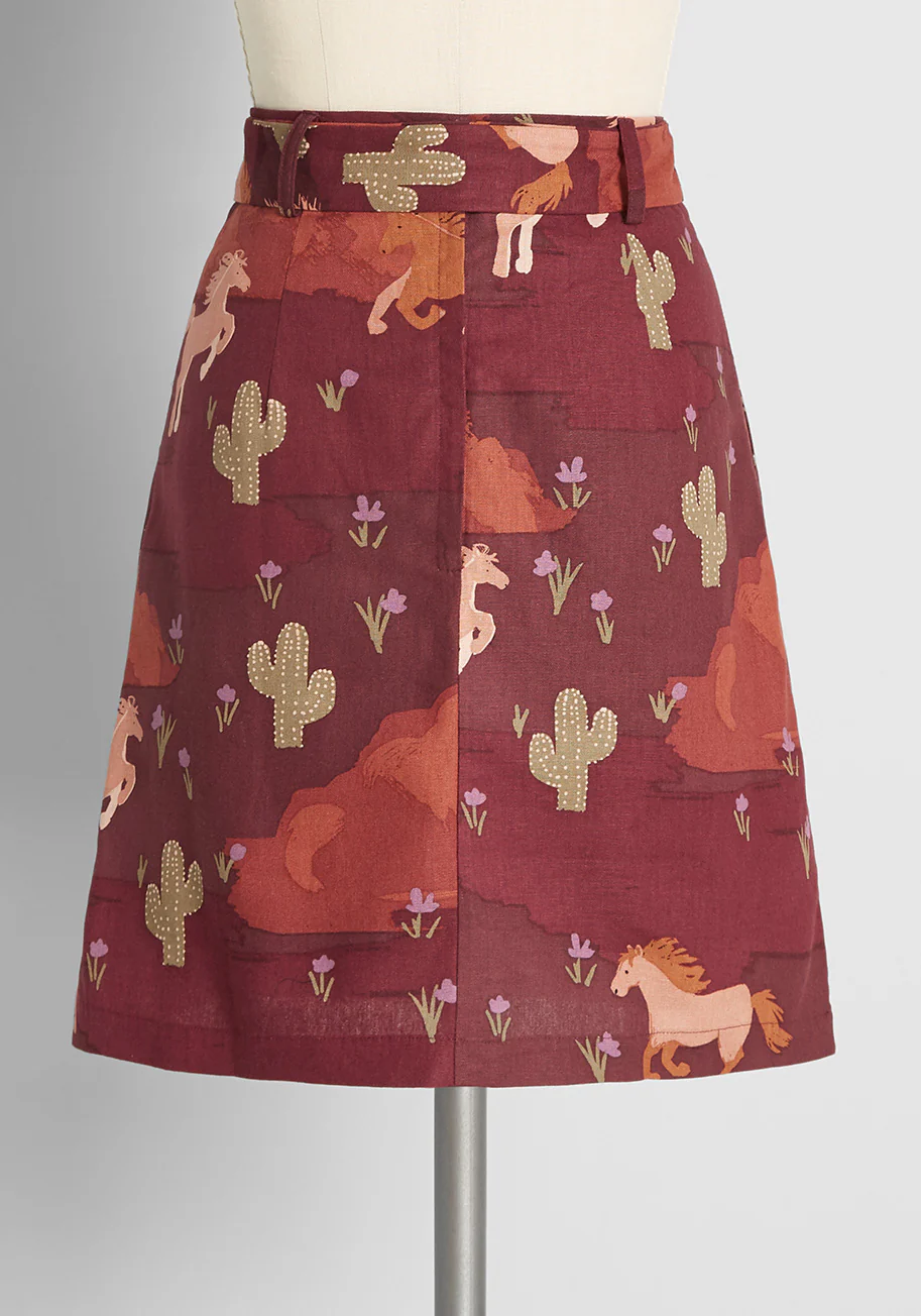 Wild, Wild Horses Belted Mini Skirt - Olabens