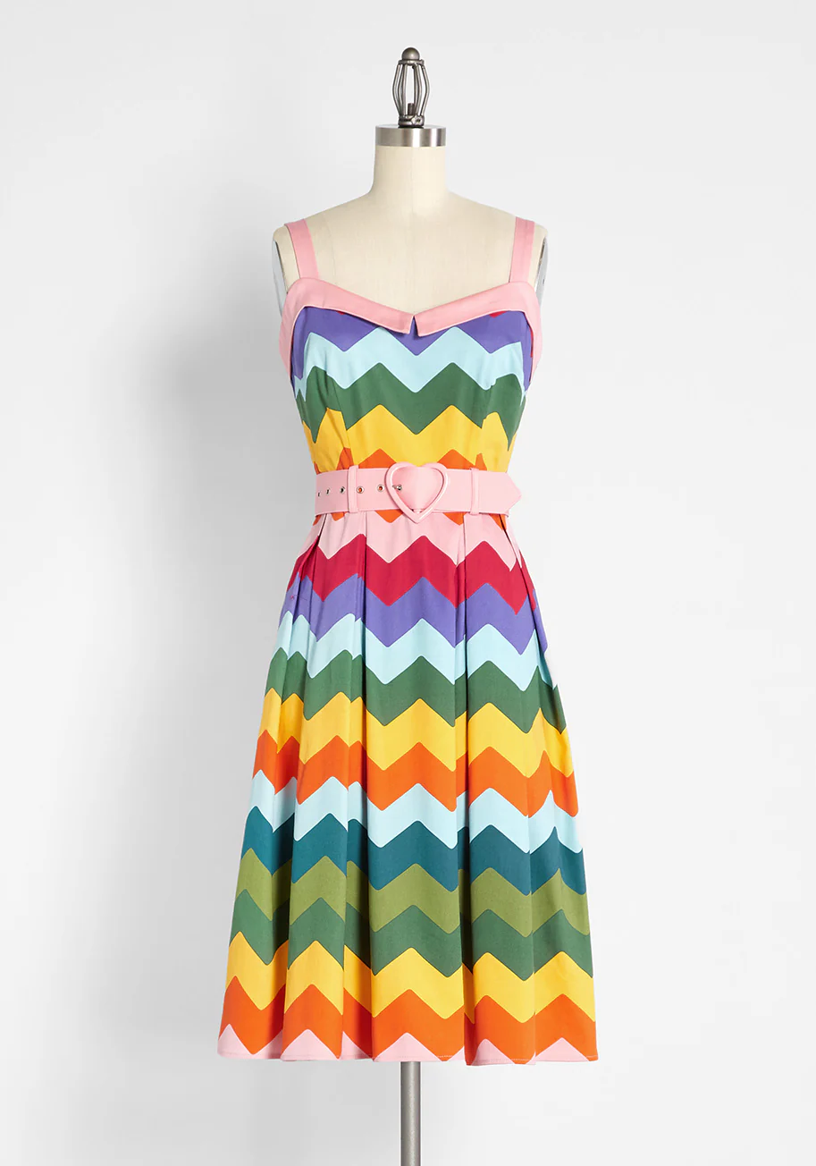 Chevron Elation Swing Dress - Olabens