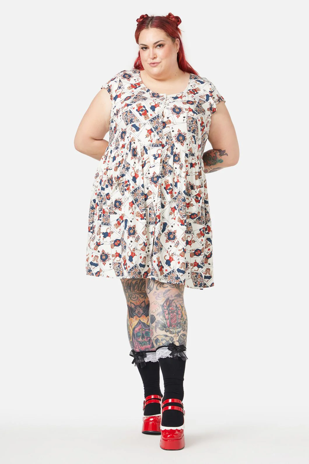 Curve Queen Of Cats Print Dress - Olabens