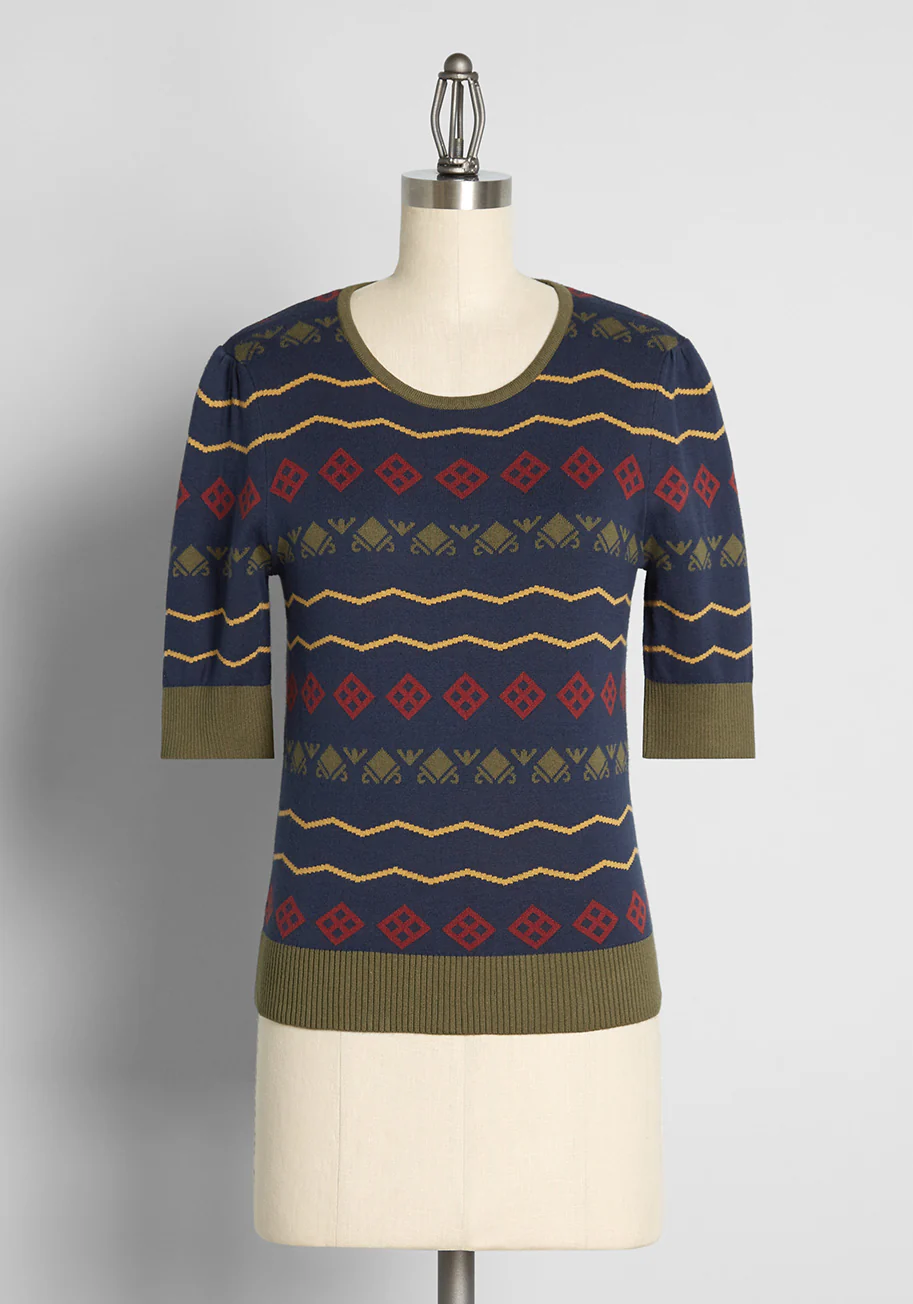 Isnyt x Collectif Pattern of Greatness Fair Isle Knit Top - Olabens