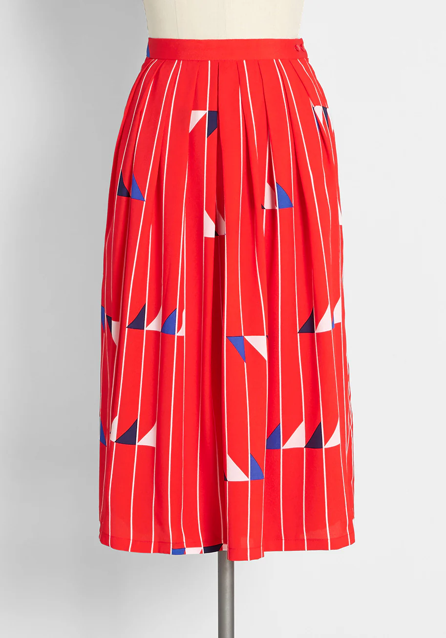 Flagging Down Fun Midi Skirt - Olabens