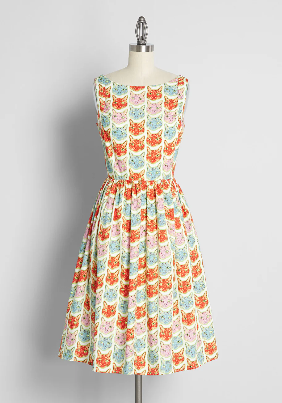 The Moment is Meow Fit and Flare Dress - Olabens