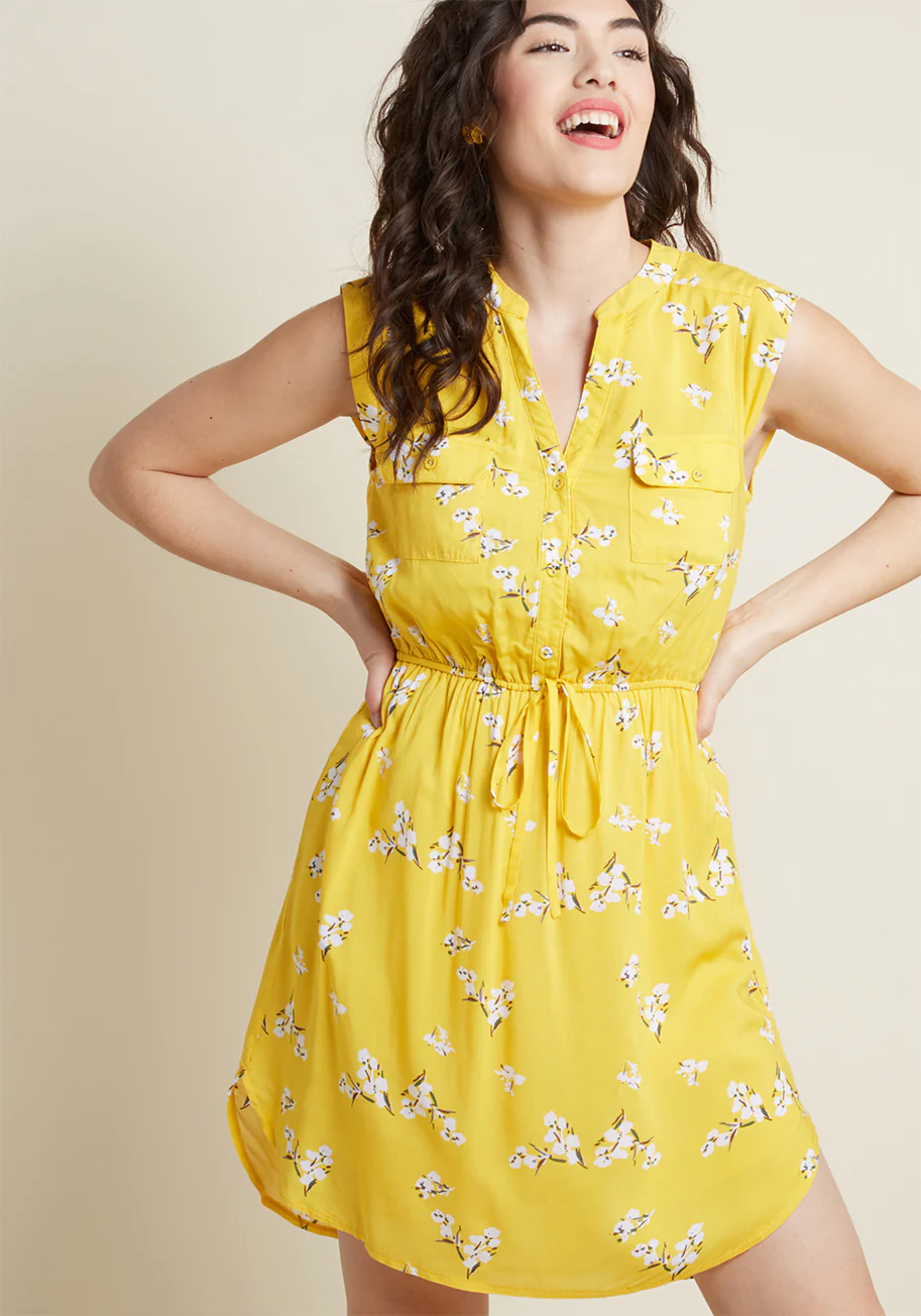 A Way With Woods Sleeveless Shirt Dress in Sunshine - Olabens