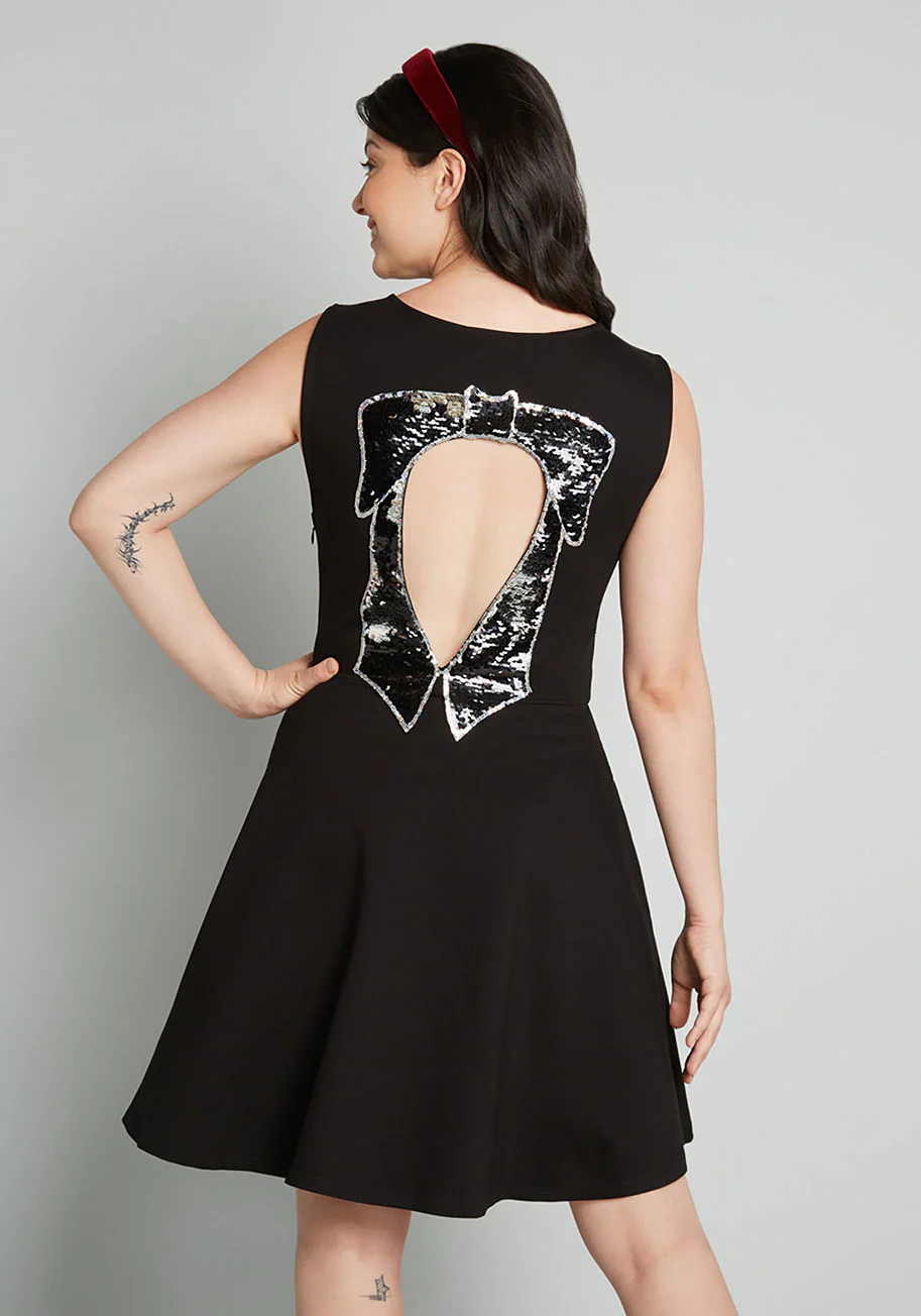 Black Bow Affair Fit And Flare Dress - Olabens