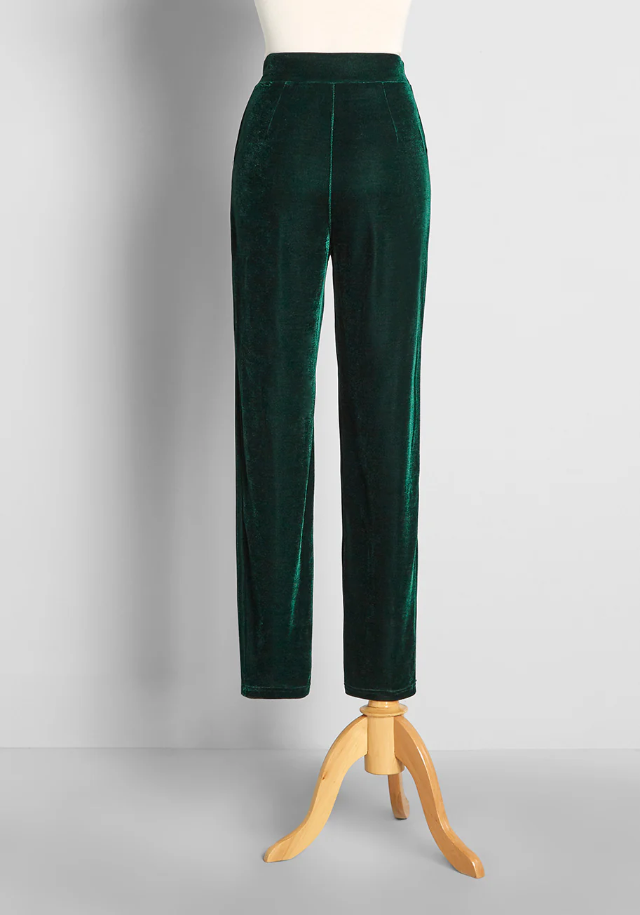 Keen For Green Velvet Skinny Pants - Olabens