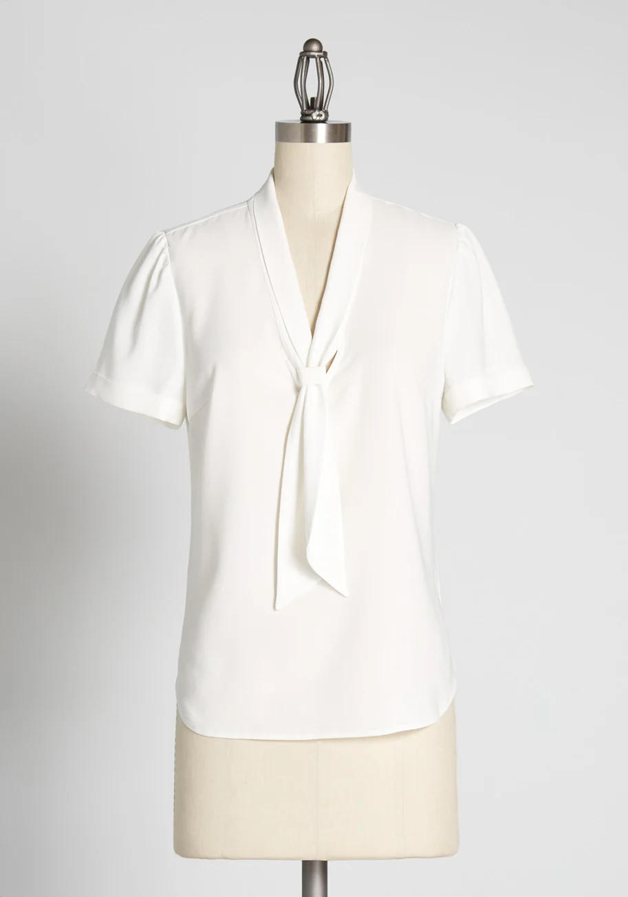 Polished And Playful Tie-Neck Blouse - Olabens