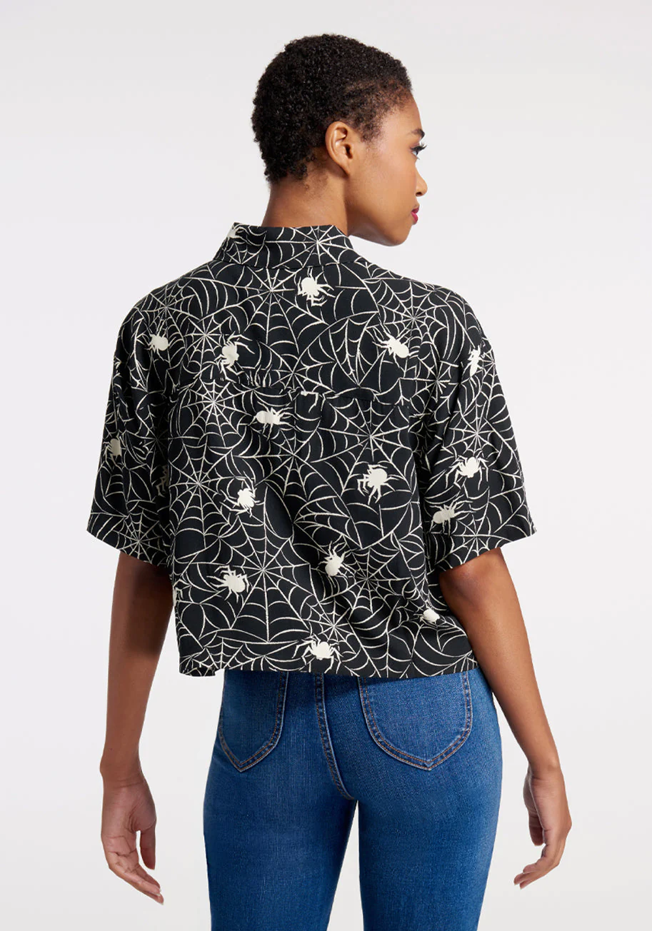 Web And Flow Button-Up Blouse - Olabens