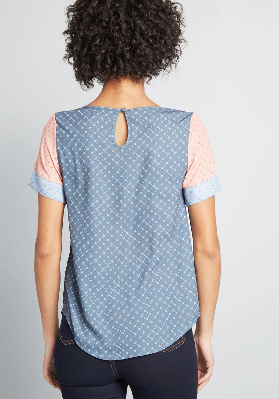 Mixed Fresh Daily Short Sleeve Blouse - Olabens