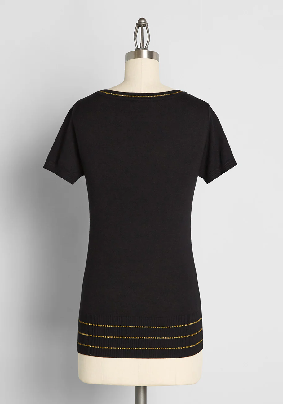 Dinosaur Dynamo Embroidered Short Sleeve Sweater - Olabens