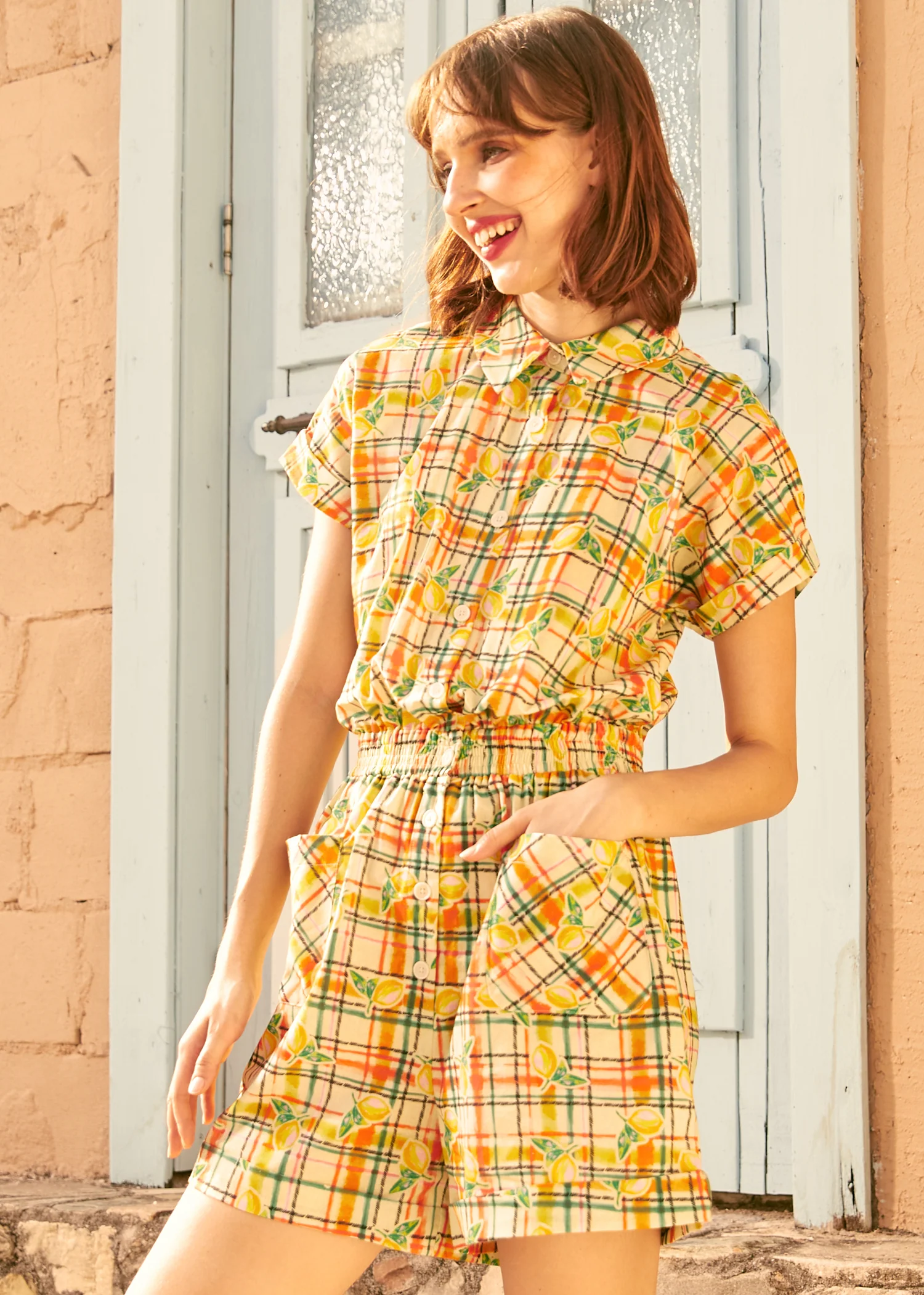 Buttoned Up & Out Romper - Olabens