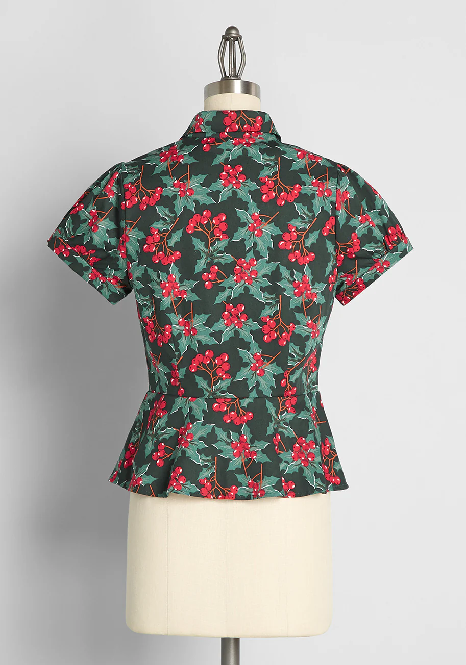 Winterberry Beauty Peplum Blouse - Olabens