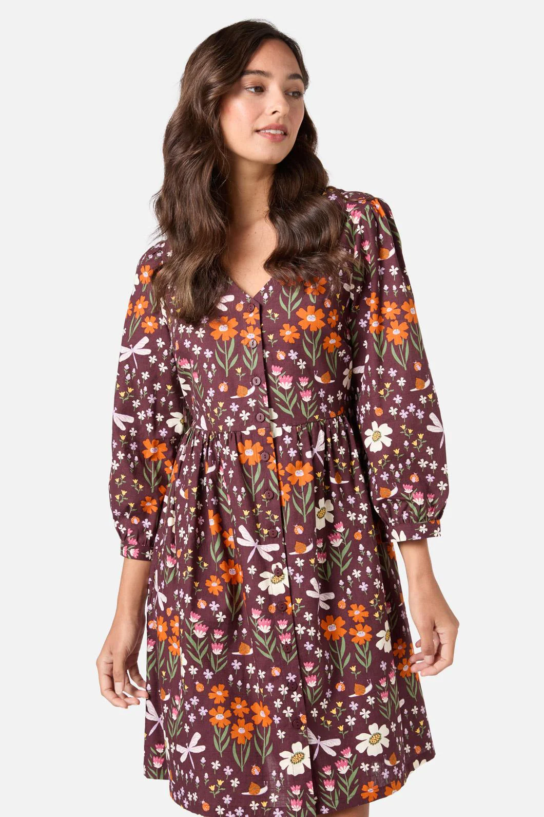 Garden Life Button Front Dress - Olabens