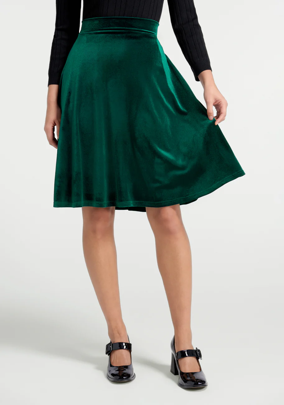 Let's Circle Back Velvet Skirt - Olabens