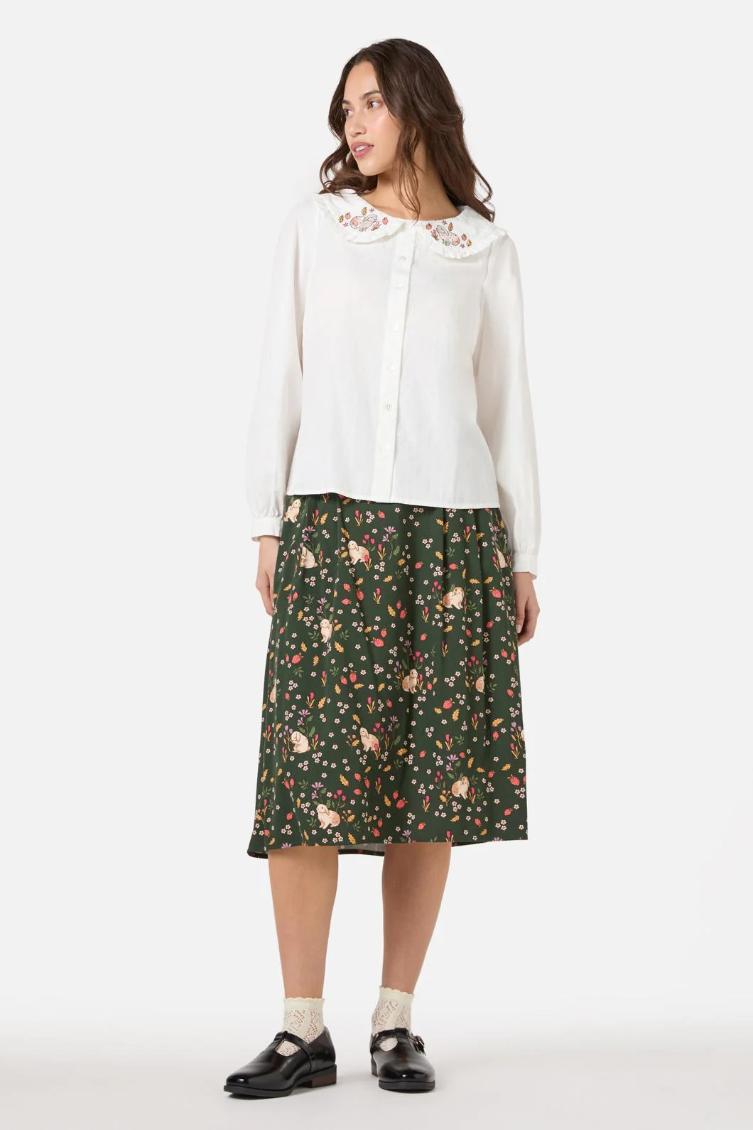 Rabbit Embroidered Blouse - Olabens