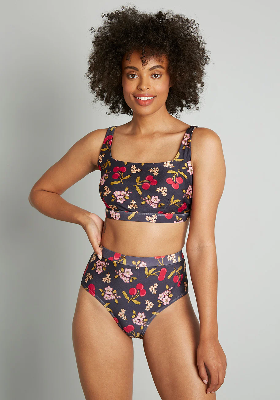 Cherry On Your Savored Sun High-Waisted Bikini Bottoms - Olabens