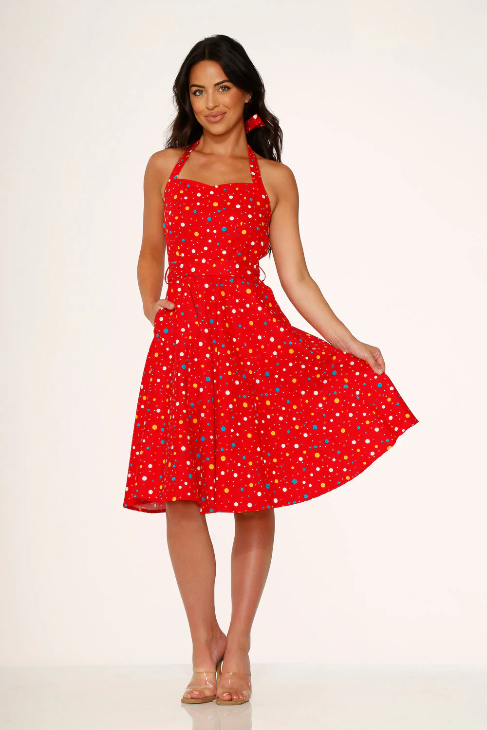 Red Candy Halter Swing Dress - Olabens