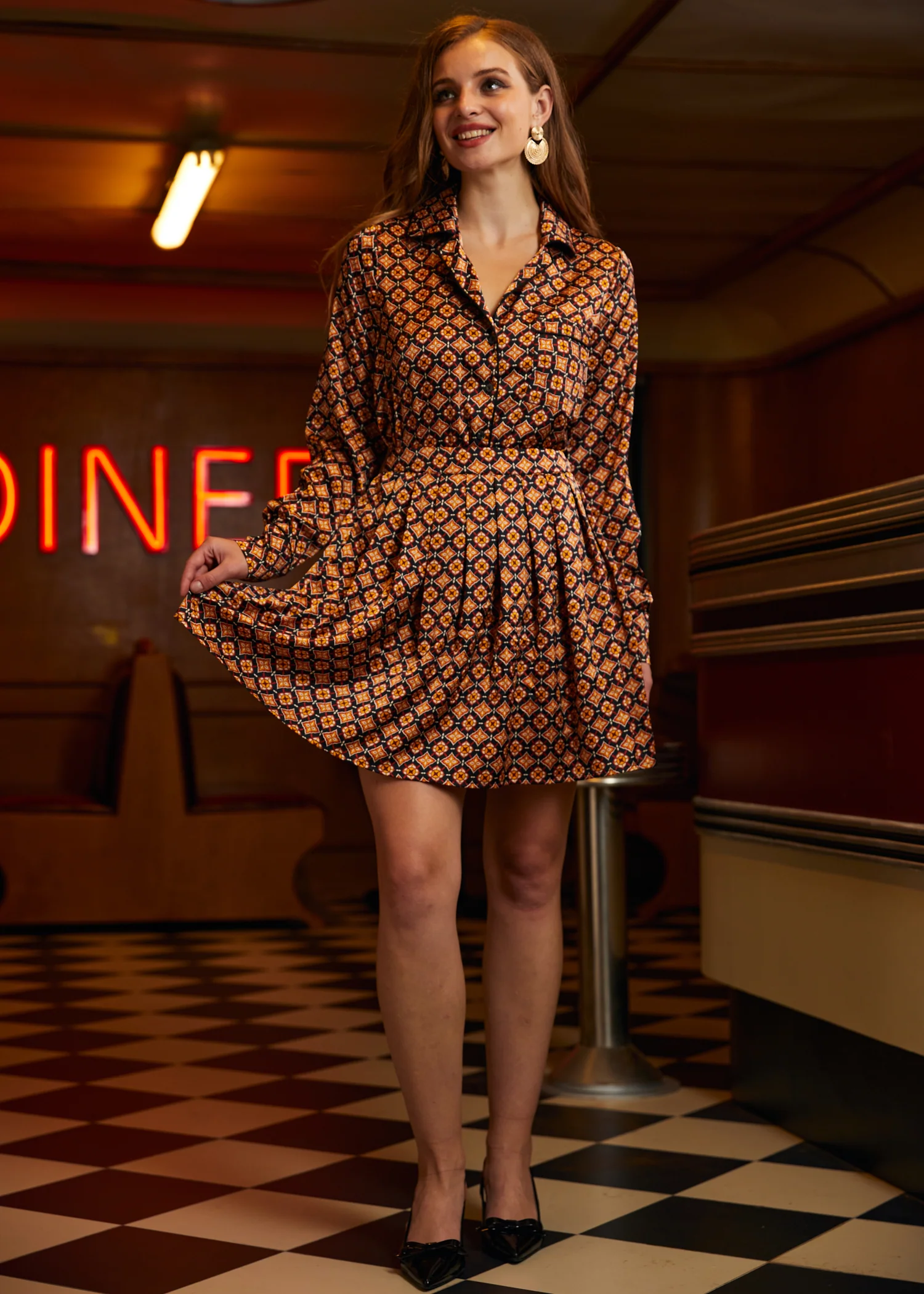 Geo Pleated Mini Skirt - Olabens