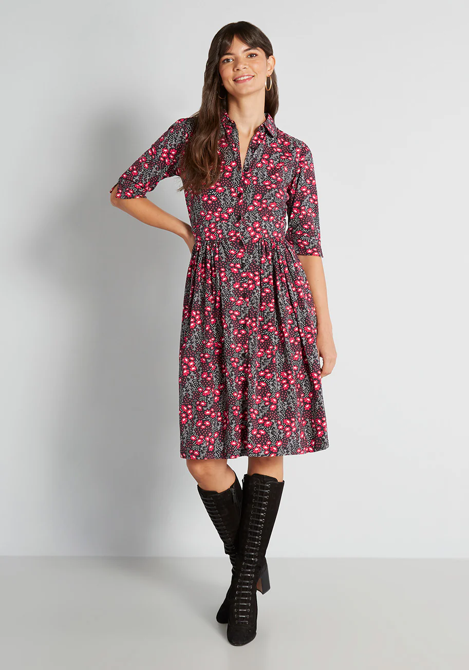 Flowerbeds Forever Midi Dress - Olabens