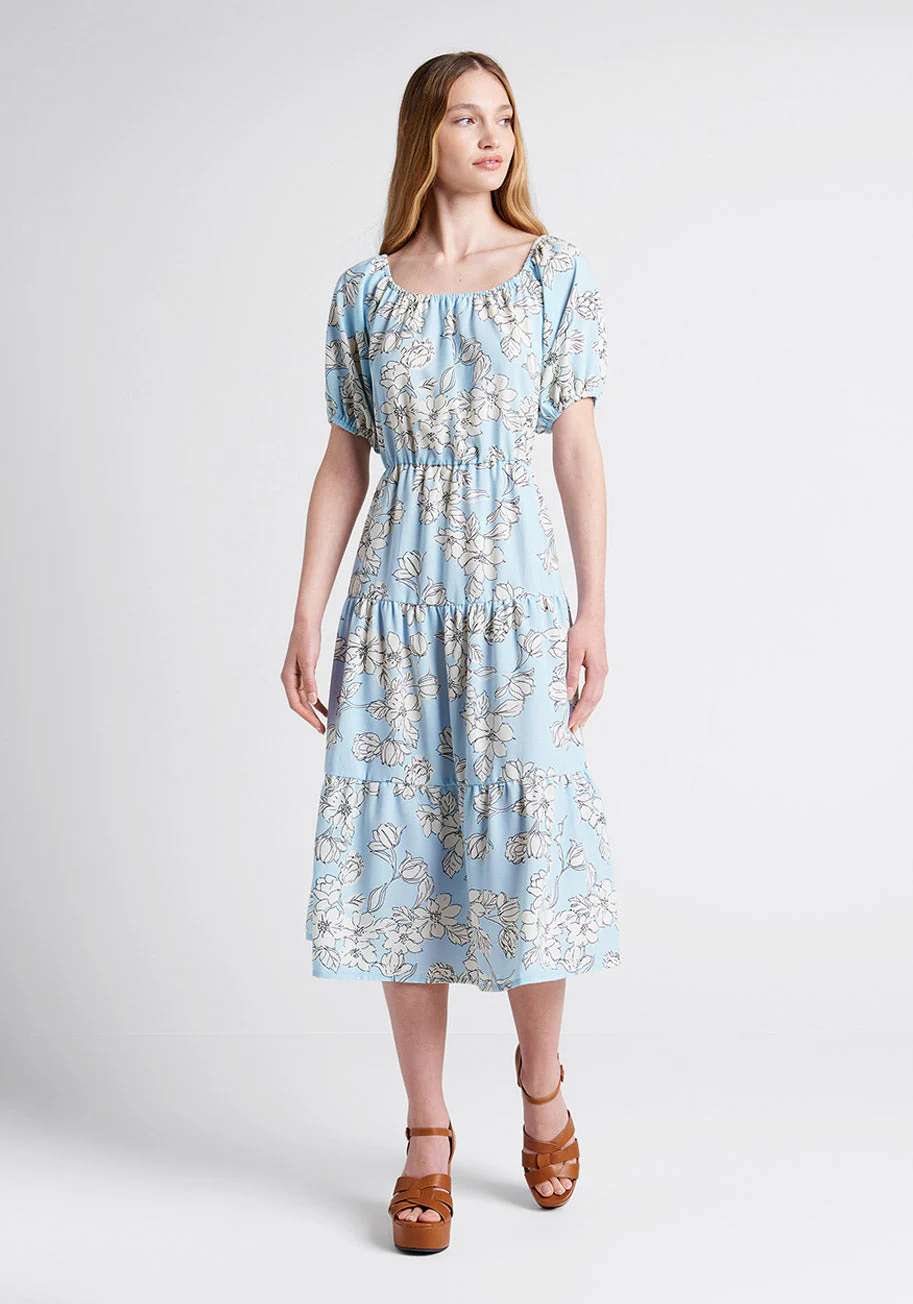 Bloom Wildly Tiered Midi Dress - Olabens