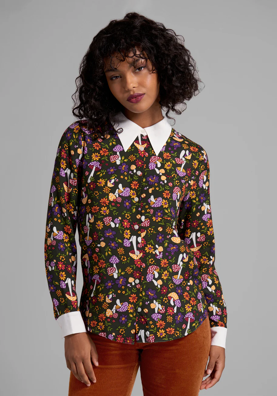 Point In Time Button-Up Top - Olabens