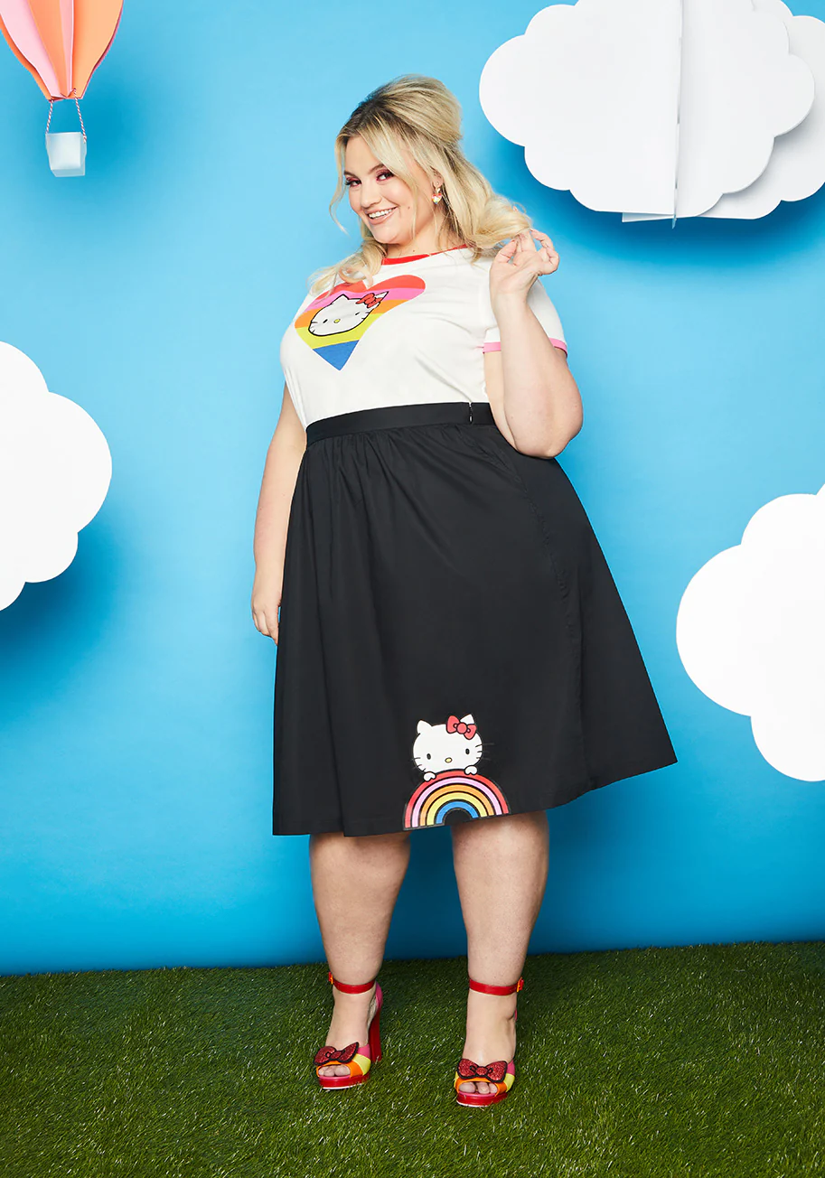 Isnyt x Hello Kitty Let's Go Rainbow A-Line Skirt - Olabens