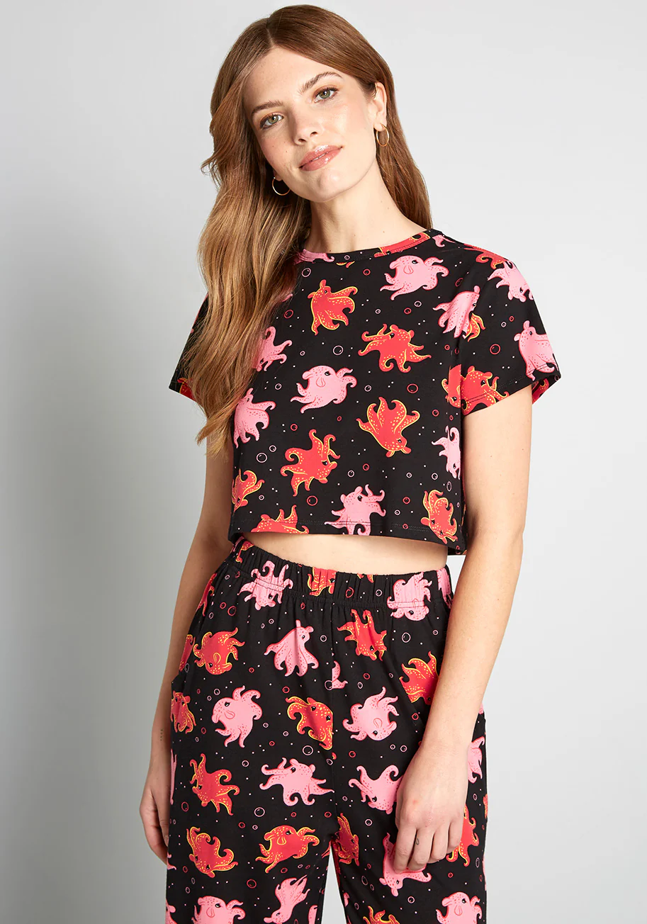 Lovable Baby Octopus Crop Tee - Olabens