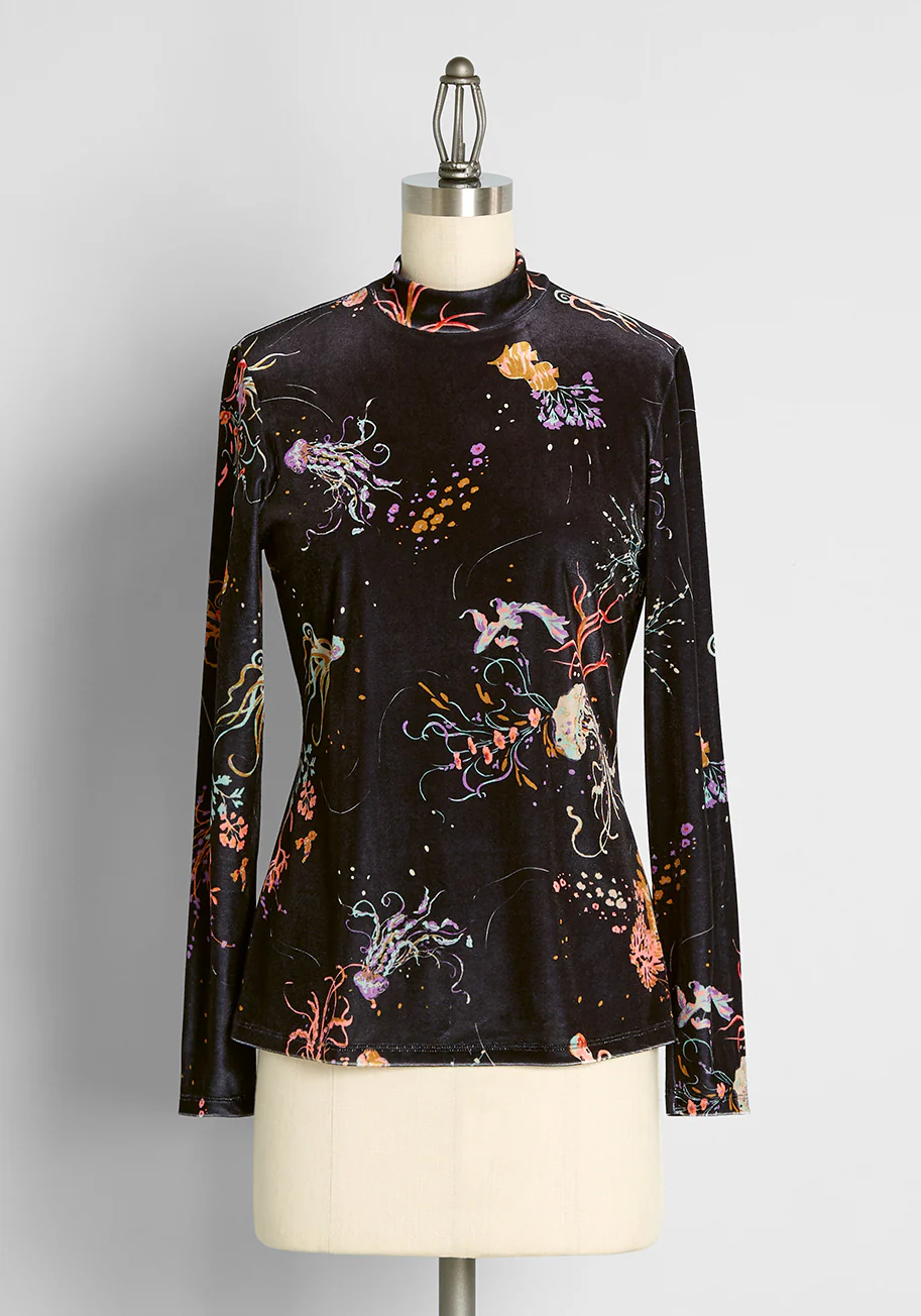 Lusting For The Limelight Velvet Mock Neck Top - Olabens