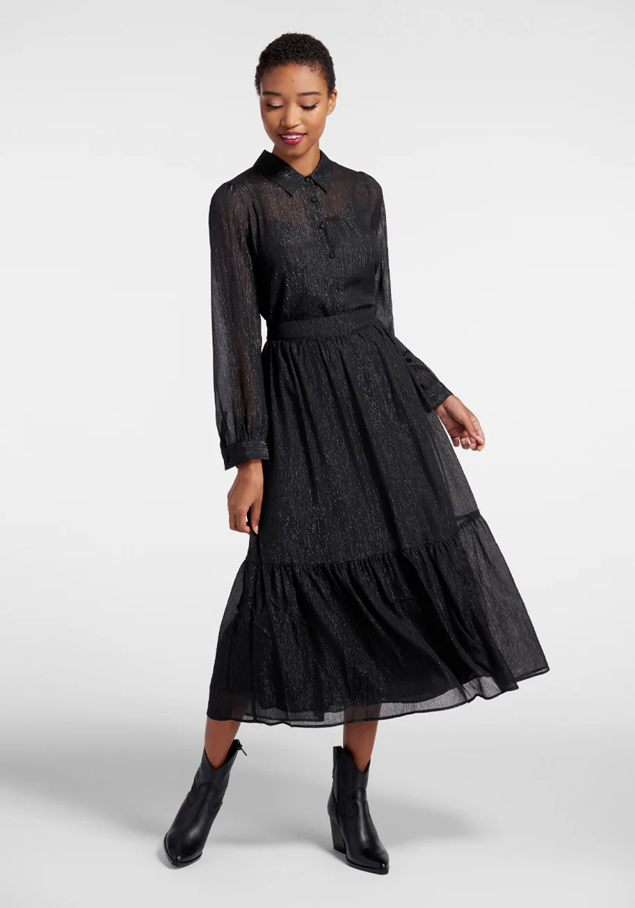 Shimmering Rainfall Midi Skirt - Olabens