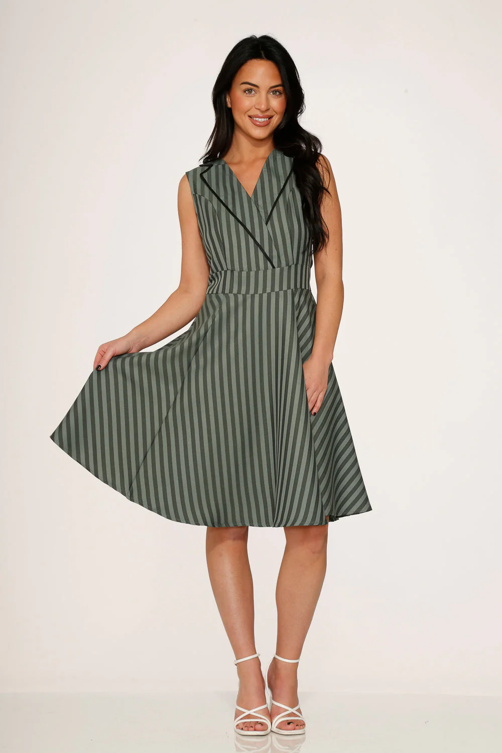Olive Stripe Swing Dress - Olabens