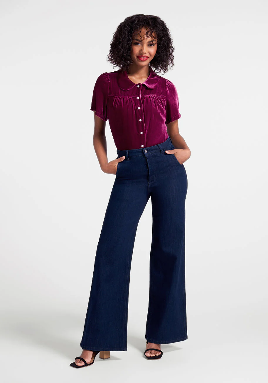 Made For Merriment Velvet Button-Up Top - Olabens
