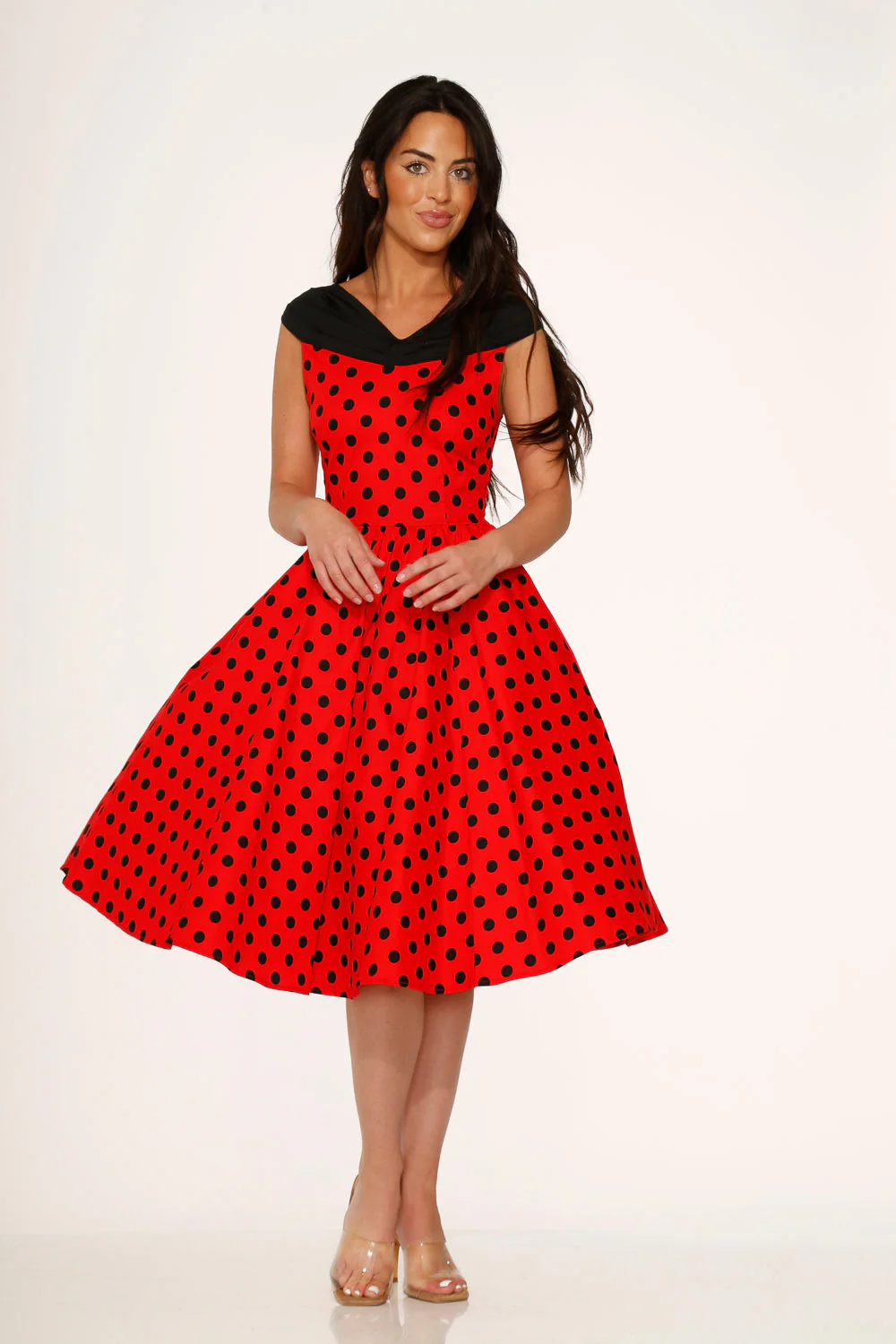 Red & Black Polka Dot Swing Dress - Olabens