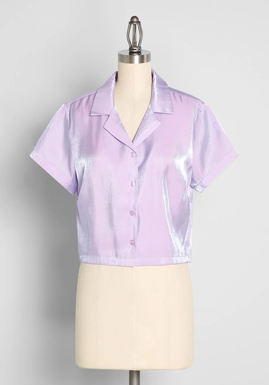 Holographic Happenings Button-Up Top - Olabens