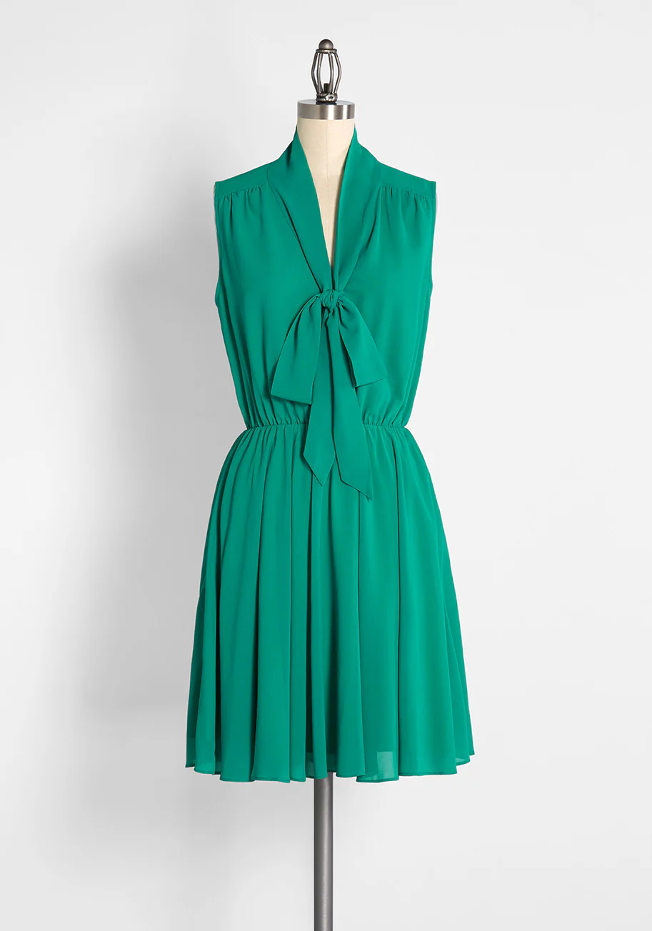 Bliss In a Swish Tie-Neck Dress - Olabens