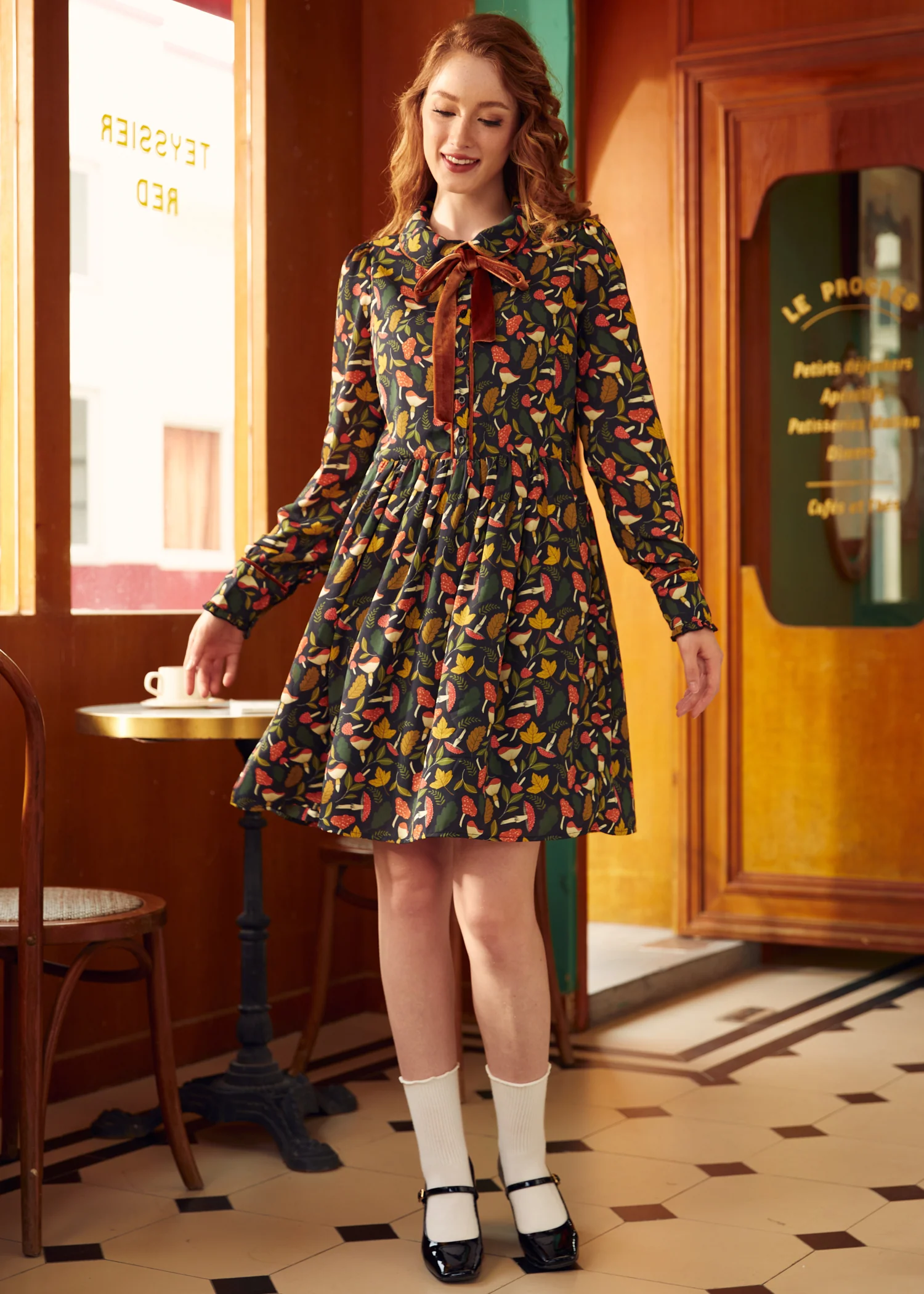 Afternoon Tea Time  Drop Waist Shirt Dress - Olabens