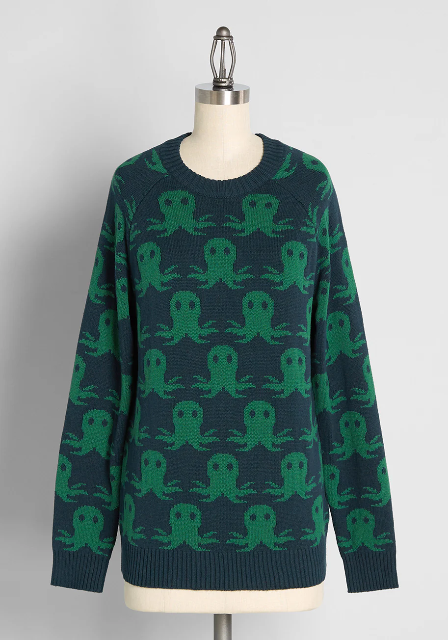 Quirky All Over Pullover Sweater - Olabens