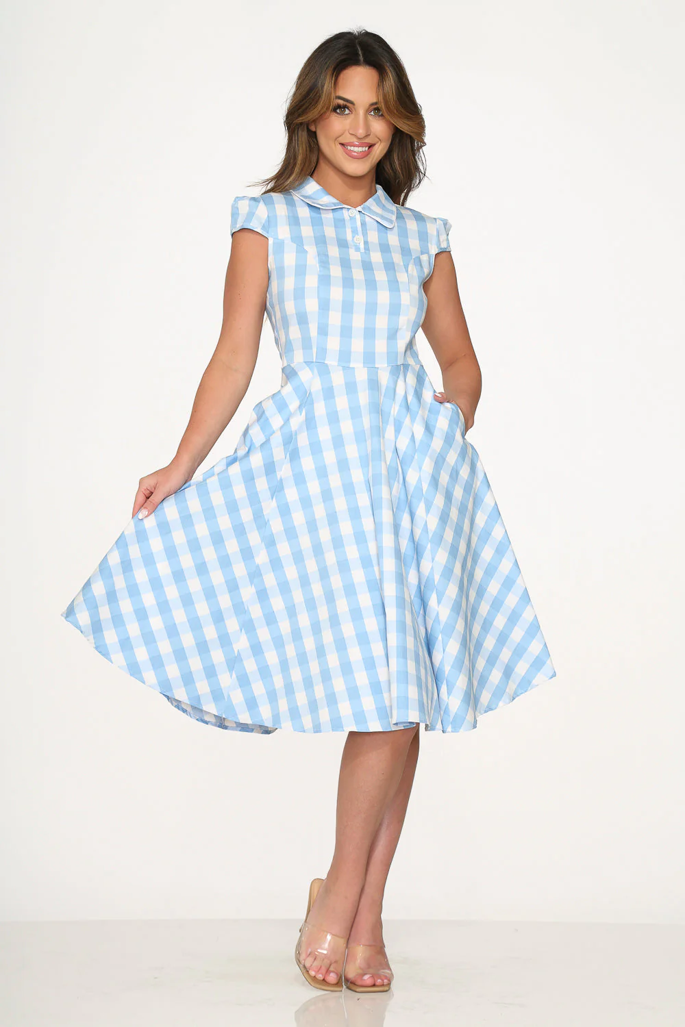 Blue Checkmate Swing Dress - Olabens