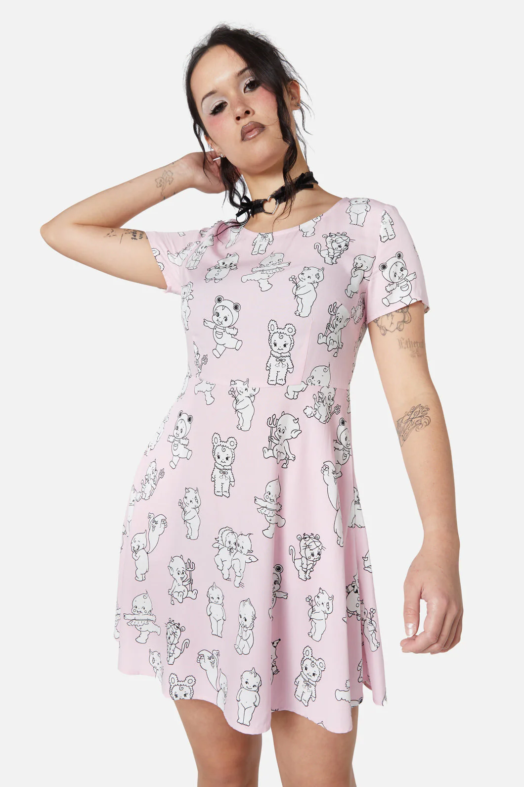 Cherub Face Printed Dress - Olabens