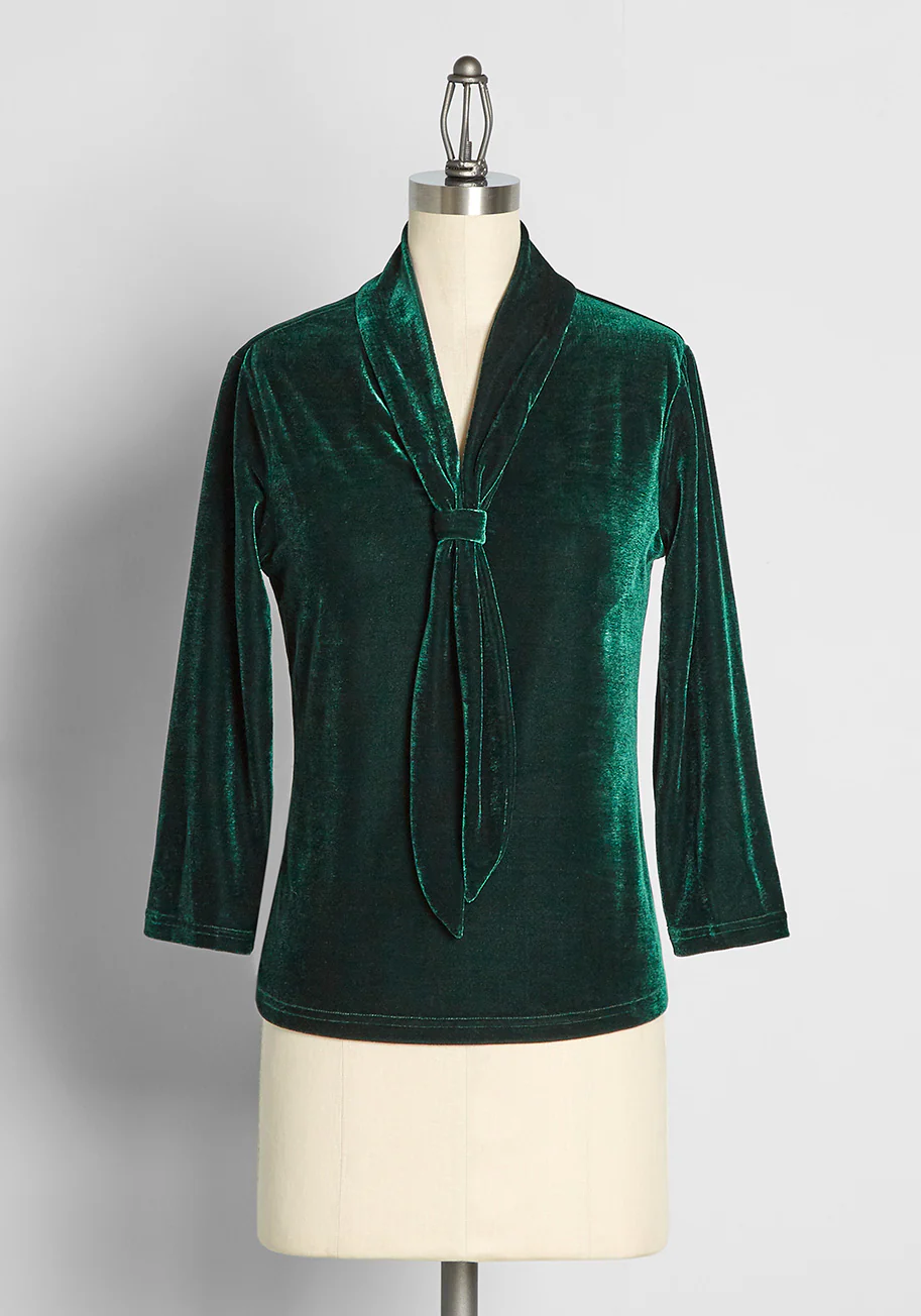 Christmas Charisma Long Sleeve Velvet Top - Olabens