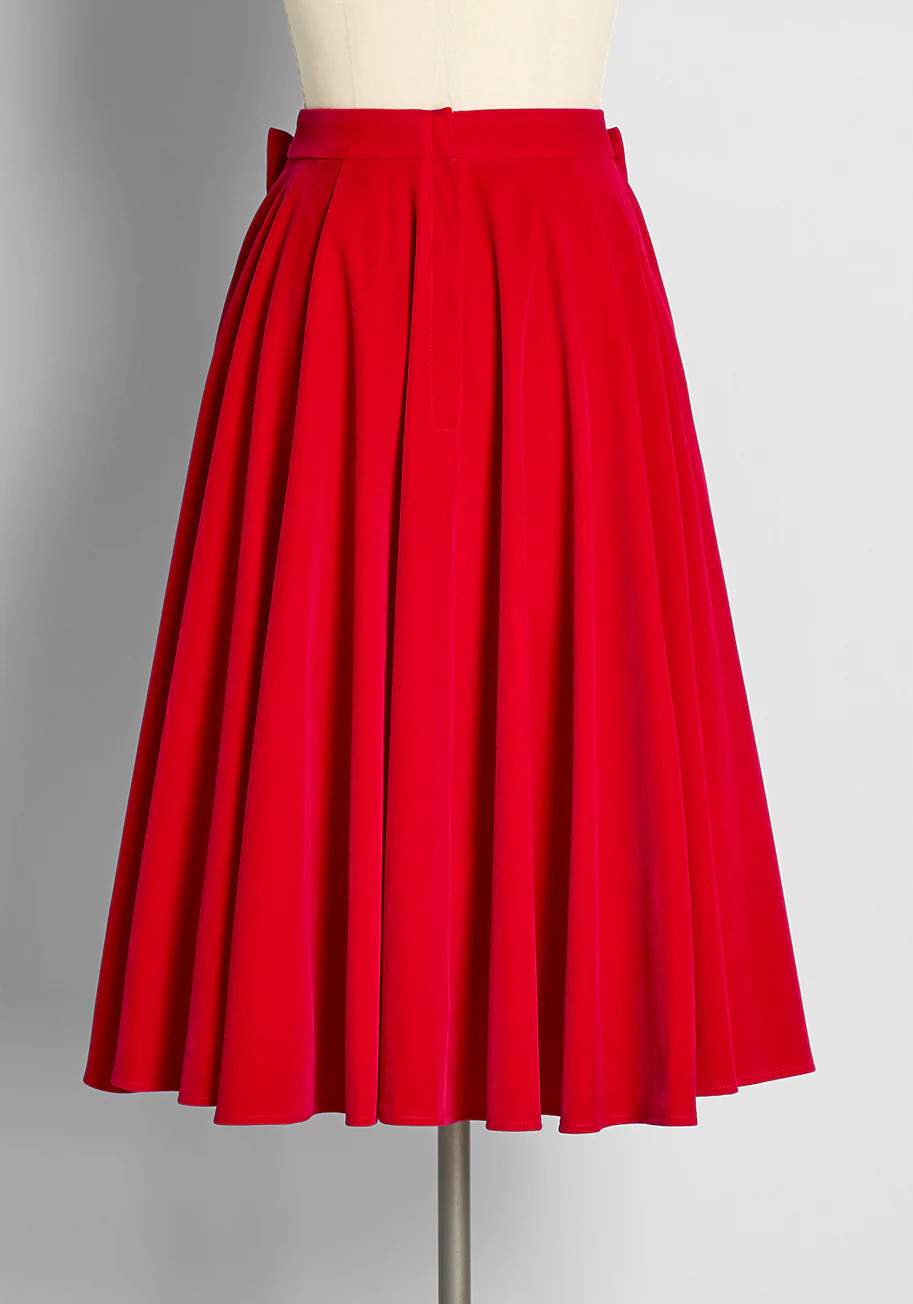 Bows Like Prose Velvet Swing Skirt - Olabens