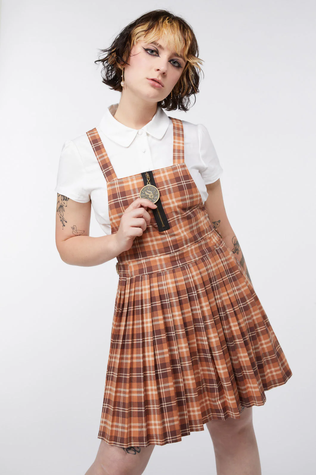 Looking Glass Tartan Pinafore - Olabens