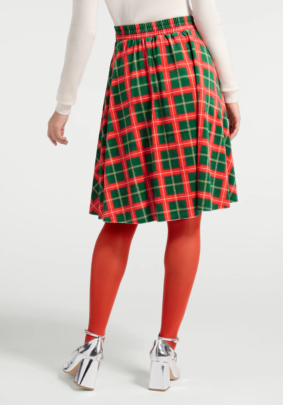 Let's Circle Back Velvet Skirt - Olabens